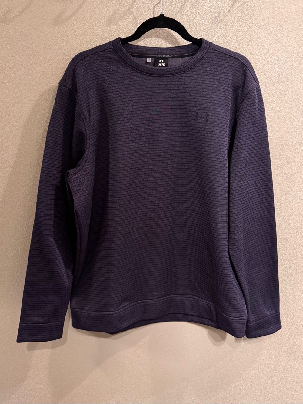 Under Armour Men's Golf Crew Sweatshirt - Dark Midnight Navy Stripes NWOT